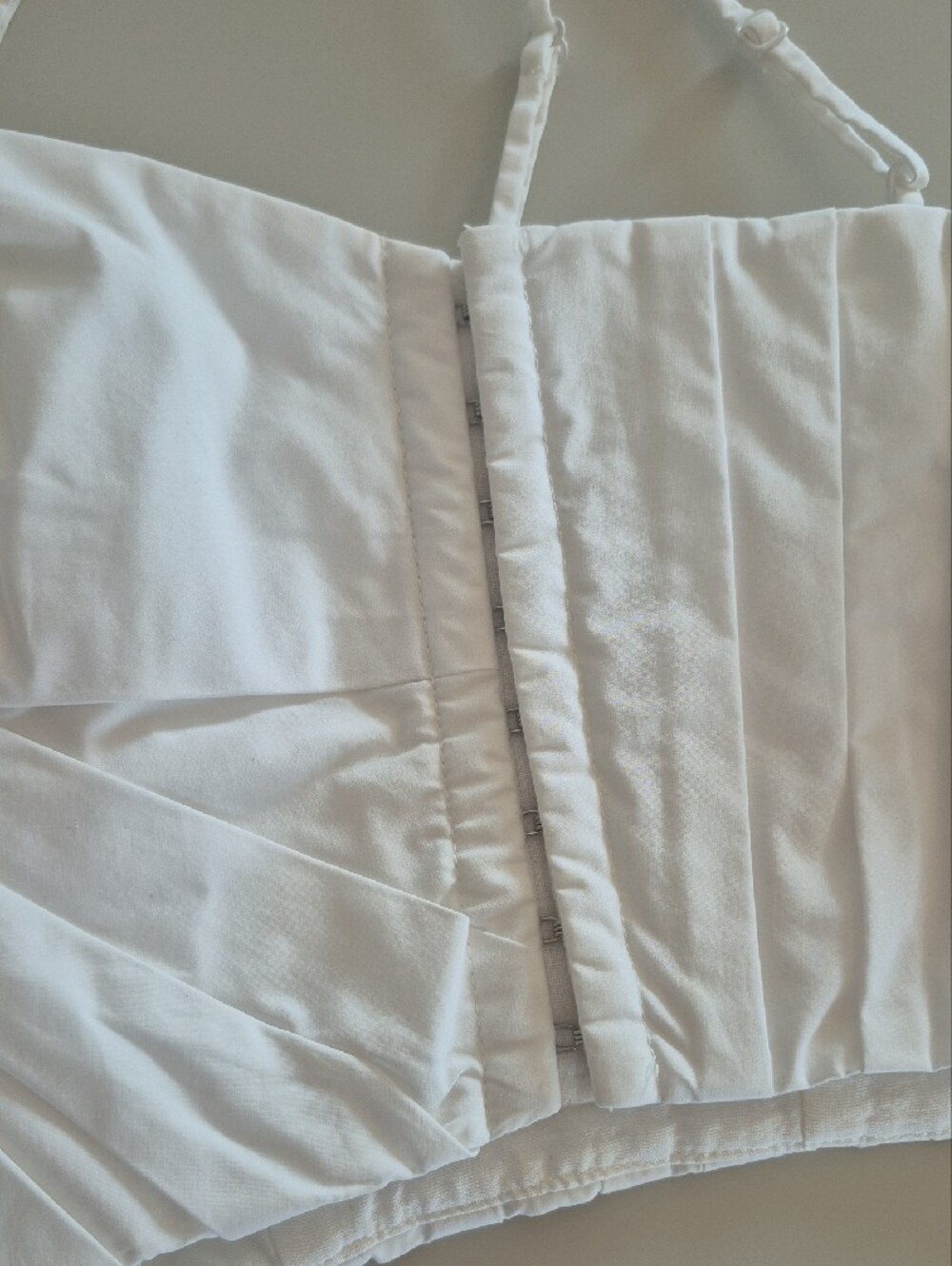 Jonathan Simkhai Cotton Pleated White Bustier Crop Cami Top, Size 4 - Picture 7 of 16